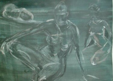 Drawing titled "pastel-fusain-gris" by Marie Pascale Martins, Original Artwork, Charcoal