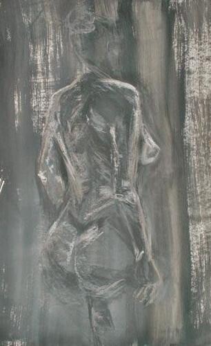 Drawing titled "nu femme" by Marie Pascale Martins, Original Artwork, Charcoal