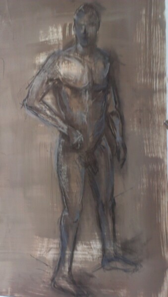 Drawing titled "Nu homme" by Marie Pascale Martins, Original Artwork, Chalk
