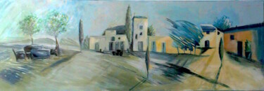 Картина под названием "maison du sud,homma…" - Marie Pascale Martins, Подлинное произведение искусства, Акрил