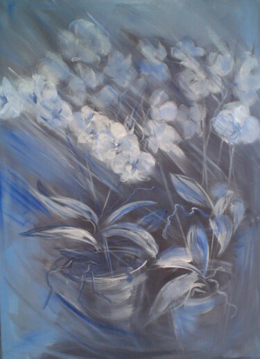 Картина под названием "orchidées" - Marie Pascale Martins, Подлинное произведение искусства, Акрил