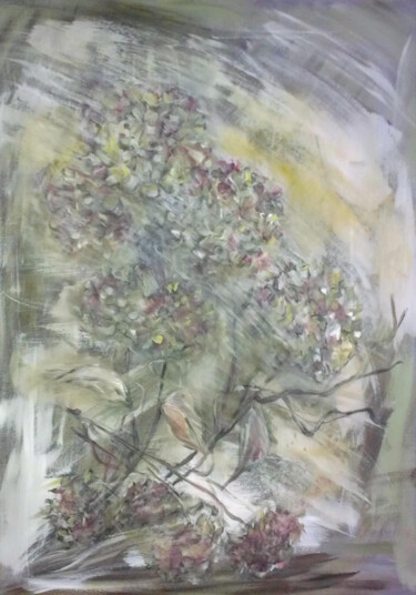 Painting titled "Hortensias" by Marie Pascale Martins, Original Artwork, Acrylic