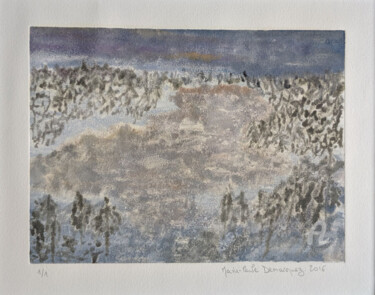 Printmaking titled "Rêverie Hivernale" by Marie-Paule Demarquez, Original Artwork, Monotype