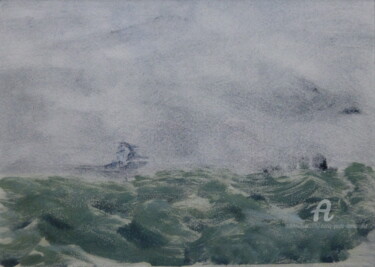 Gravures & estampes intitulée "Mer du Nord" par Marie-Paule Demarquez, Œuvre d'art originale, Monotype