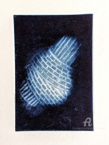 Printmaking titled "Noeud bleu" by Marie-Paule Demarquez, Original Artwork, Engraving