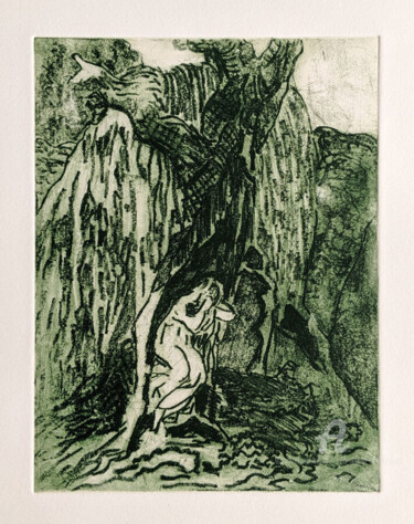 Gravures & estampes intitulée "Au creux de la forêt" par Marie-Paule Demarquez, Œuvre d'art originale, Eau-forte