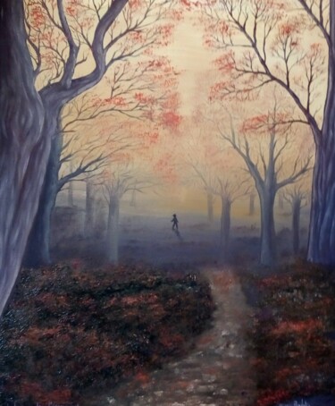 Peinture intitulée "dans la brume de l'…" par Marie Pendelio, Œuvre d'art originale, Huile