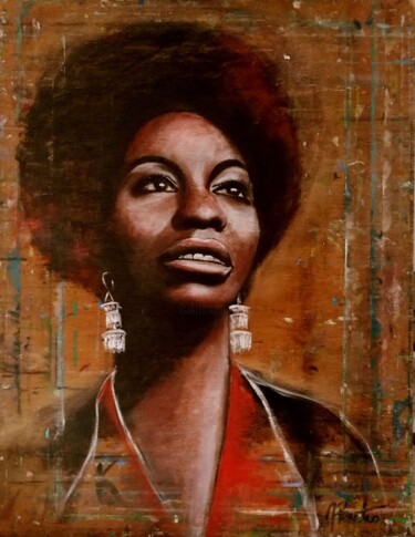Peinture intitulée "Nina Simone" par Marie Penetro, Œuvre d'art originale