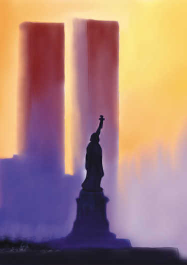 Digital Arts titled "Tribute to 9/11" by Marie Perony, Original Artwork, Digital Painting