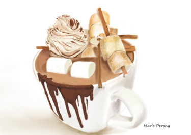 Digital Arts titled "NewYork Hot Chocola…" by Marie Perony, Original Artwork, Digital Painting