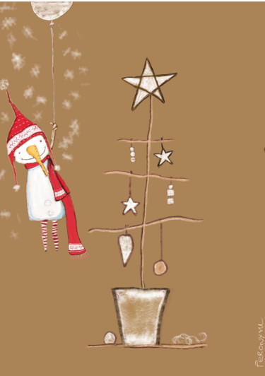 Цифровое искусство под названием "Flying Santa Klauss" - Marie Perony, Подлинное произведение искусства, Цифровая живопись