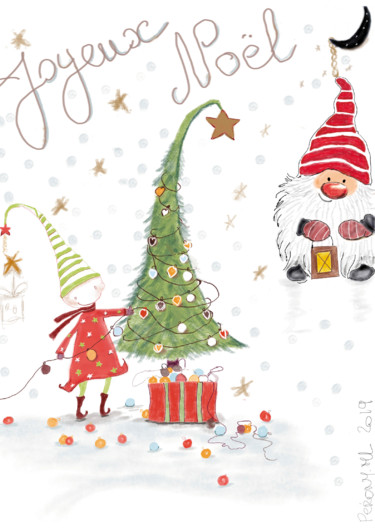 Digital Arts titled "Merry Christmas" by Marie Perony, Original Artwork, Digital Painting