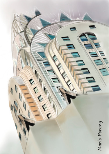 제목이 "Chrysler Building"인 미술작품 Marie Perony로, 원작, 디지털 페인팅 나무 들것 프레임에 장착됨