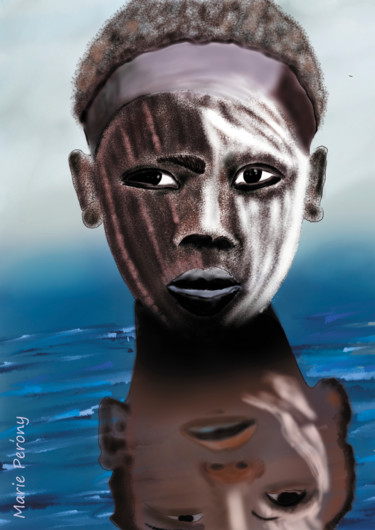 Malerei mit dem Titel "OMO tribu, 3" von Marie Perony, Original-Kunstwerk, Digitale Malerei