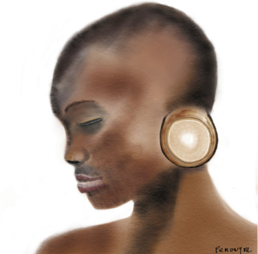 Digital Arts titled "Femme Afrique" by Marie Perony, Original Artwork, Digital Painting