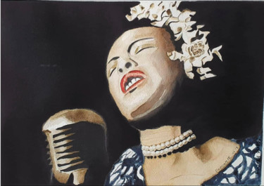 Peinture intitulée "Ella Fitzgerald in…" par Marie Perony, Œuvre d'art originale, Aquarelle