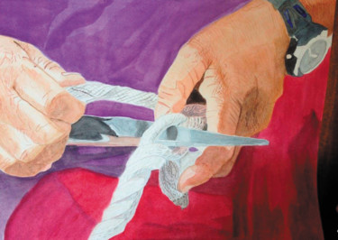 Peinture intitulée "Fisherman's hands" par Marie Perony, Œuvre d'art originale, Aquarelle