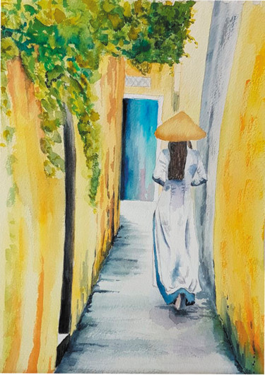 Painting titled "Between the walls" by Marie Perony, Original Artwork, Watercolor