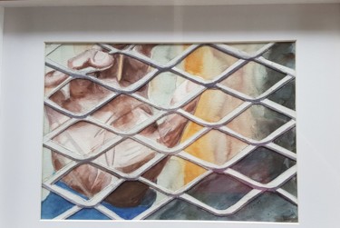 Painting titled "Refugees Camp" by Marie Perony, Original Artwork, Watercolor