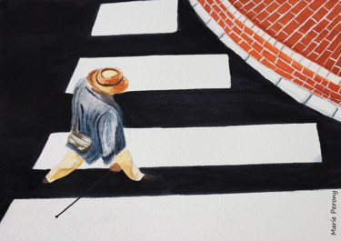 Painting titled "Man in New-York" by Marie Perony, Original Artwork, Watercolor