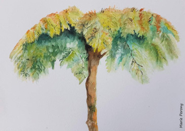 Painting titled "Fougère arborescente" by Marie Perony, Original Artwork, Watercolor