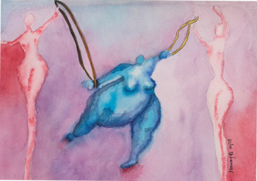 Painting titled "fat and Skinny" by Marie Perony, Original Artwork, Watercolor