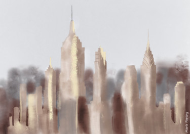 Peinture intitulée "NewYork skyline in…" par Marie Perony, Œuvre d'art originale, Peinture numérique