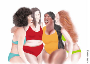 Pintura intitulada "4 women, 4 bodies" por Marie Perony, Obras de arte originais, Pintura digital