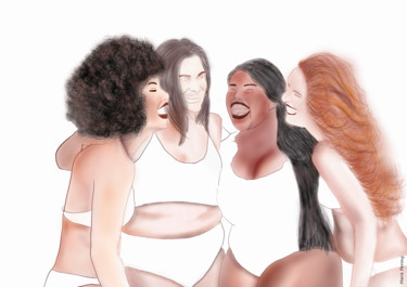 Painting titled "4 women, 4 bodies #2" by Marie Perony, Original Artwork, Digital Painting
