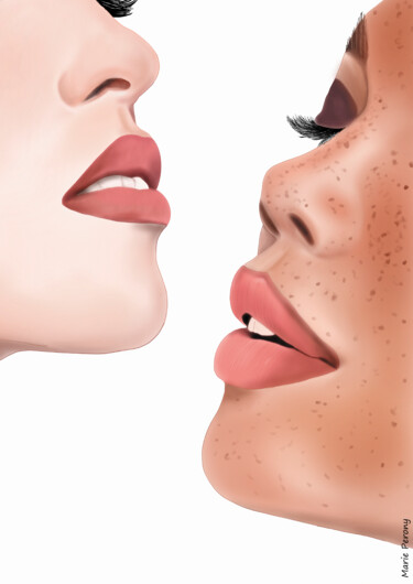 Painting titled "Lips" by Marie Perony, Original Artwork, Digital Painting