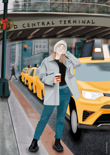 Painting titled "Grand Central" by Marie Perony, Original Artwork, Digital Painting