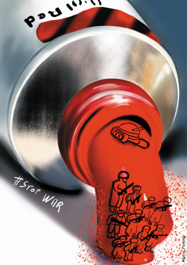 Malerei mit dem Titel "Stop War" von Marie Perony, Original-Kunstwerk, Digitale Malerei