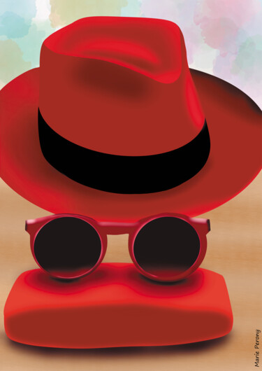 Malerei mit dem Titel "Chapeau lunettes" von Marie Perony, Original-Kunstwerk, Digitale Malerei