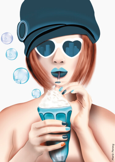 Painting titled "Glace" by Marie Perony, Original Artwork, Digital Painting