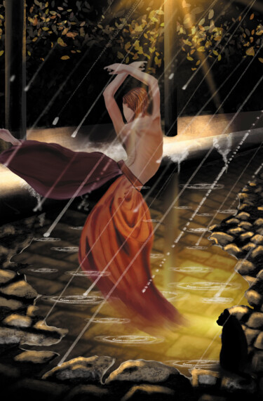 Pittura intitolato "Danse sous la pluie" da Marie Perony, Opera d'arte originale, Pittura digitale