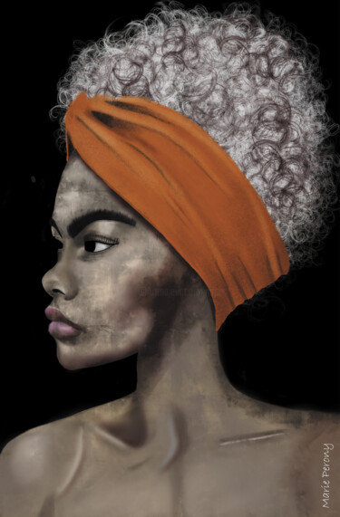 Painting titled "Portrait Femme band…" by Marie Perony, Original Artwork, Digital Painting