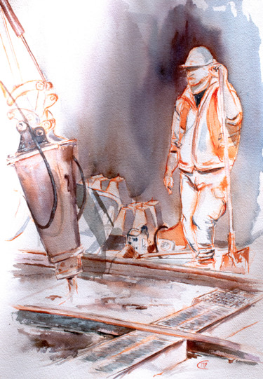 Painting titled "Injection" by Marie-Pierre Coiffard, Original Artwork, Watercolor