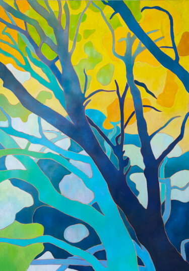 Pintura intitulada "L'éveil de l'arbre" por Marie-Pierre Autonne, Obras de arte originais, Óleo