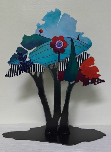 Sculpture titled "Arbre métal N° 41" by Marie-Pierre Jan, Original Artwork, Acrylic