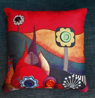 Textile Art titled "coussin n°28" by Marie-Pierre Jan, Original Artwork, Fabric