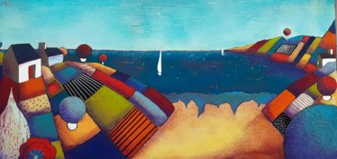 Peinture intitulée "entre terre et mer 4" par Marie-Pierre Jan, Œuvre d'art originale, Acrylique