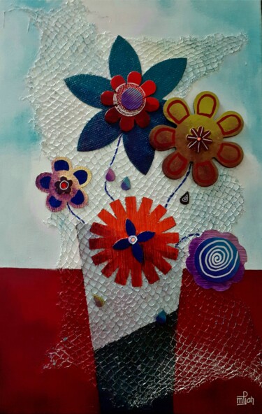 Fleurs de printemps Pittura intitolato "Fleurs de printemps" da Marie-Pierre Jan, Opera d'arte originale, Acrilico Montato su Barella di tela