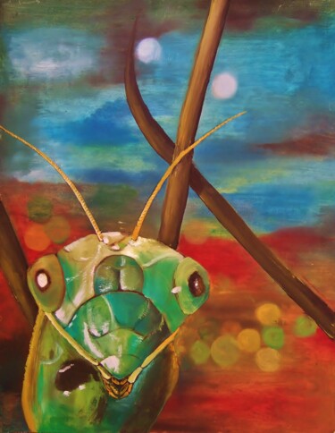 Картина под названием "Criquet" - Marie-Pierre Jan, Подлинное произведение искусства, Масло