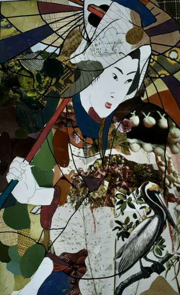 绘画 标题为“Geisha 2” 由Marie-Pierre Jan, 原创艺术品, 拼贴