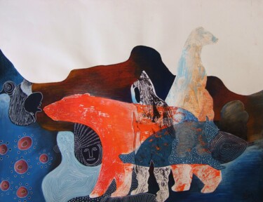 Peinture intitulée "Inuit" par Marie-Pierre Jan, Œuvre d'art originale, Gouache