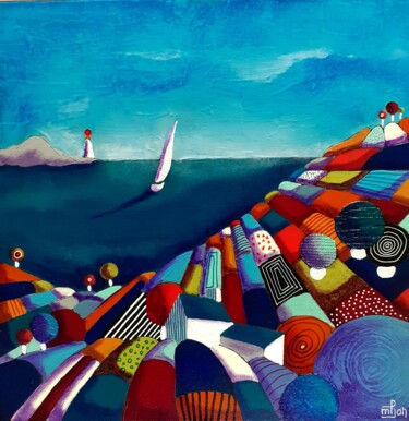 Pintura titulada "Entre terre et mer…" por Marie-Pierre Jan, Obra de arte original, Acrílico Montado en Bastidor de camilla…