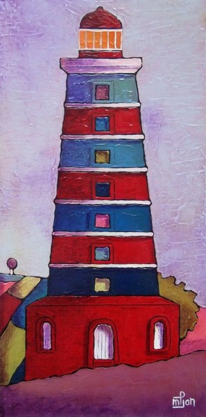 Painting titled "phare-18" by Marie-Pierre Jan, Original Artwork, Acrylic