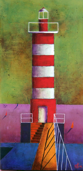 Pintura intitulada "phare-2.jpg" por Marie-Pierre Jan, Obras de arte originais, Óleo