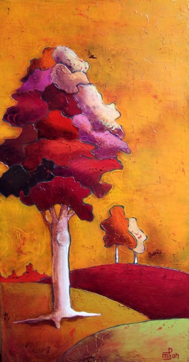 Painting titled "l-arbre-rouge.jpg" by Marie-Pierre Jan, Original Artwork, Acrylic