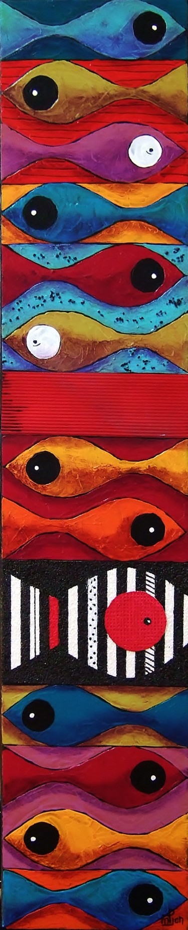 Картина под названием "poissons-5.jpg" - Marie-Pierre Jan, Подлинное произведение искусства, Акрил